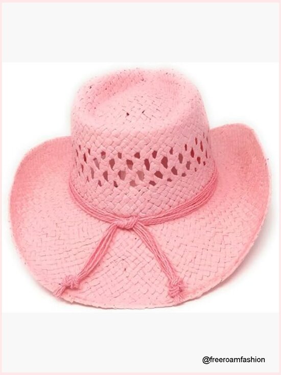 Boho Cowboy Hat with Heart Concho, Toyo Straw, Shapeable Brim
